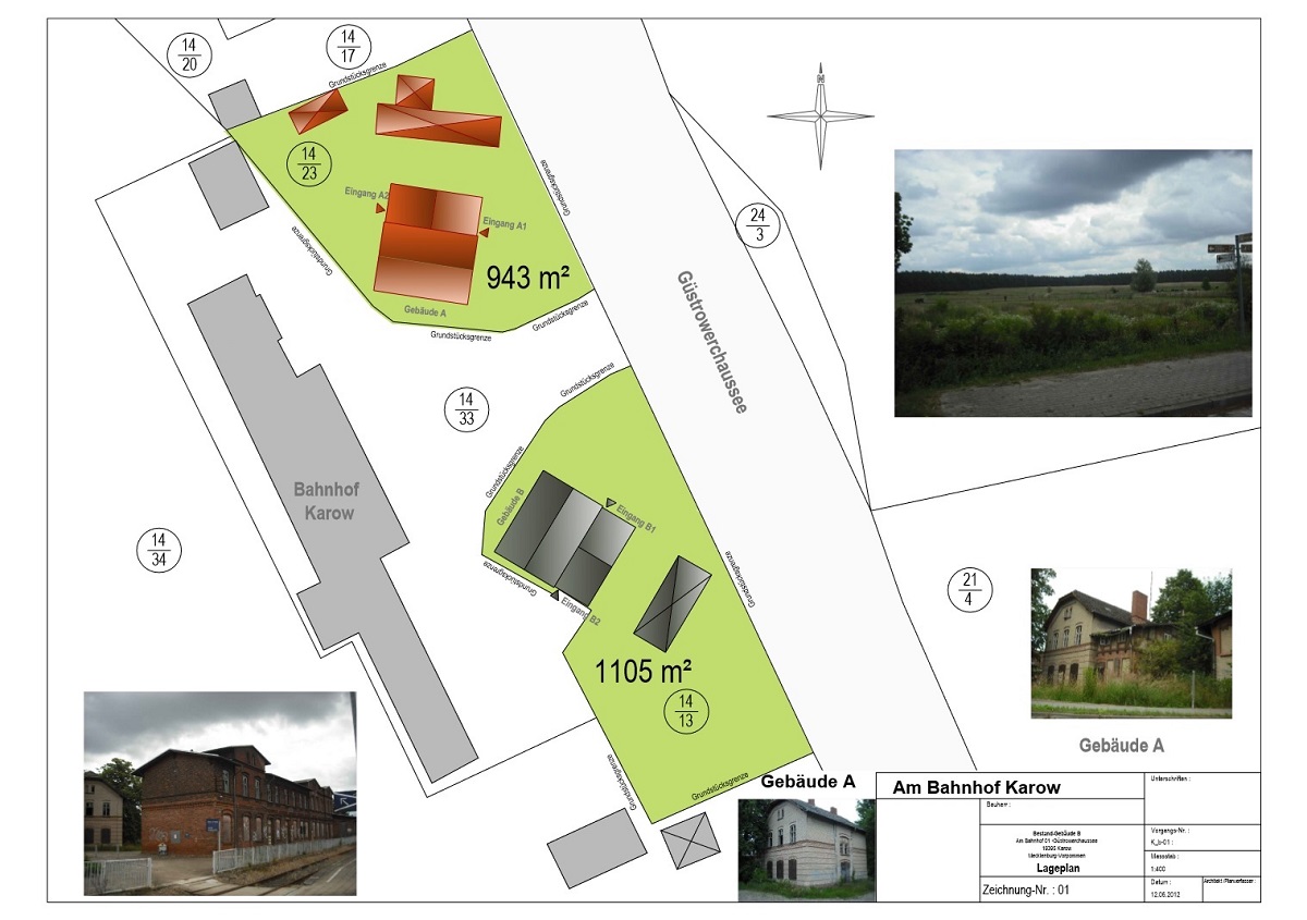 1.967 m² 2 historische Mehrfamilienhäuser Denkmal, Sanierungsobjekte am Bahnhof Karow, Plau am See