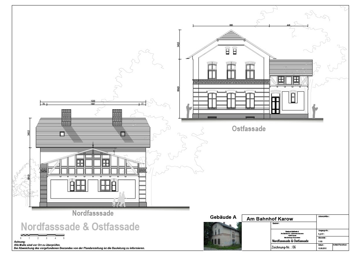 1.967 m² 2 historische Mehrfamilienhäuser Denkmal, Sanierungsobjekte am Bahnhof Karow, Plau am See