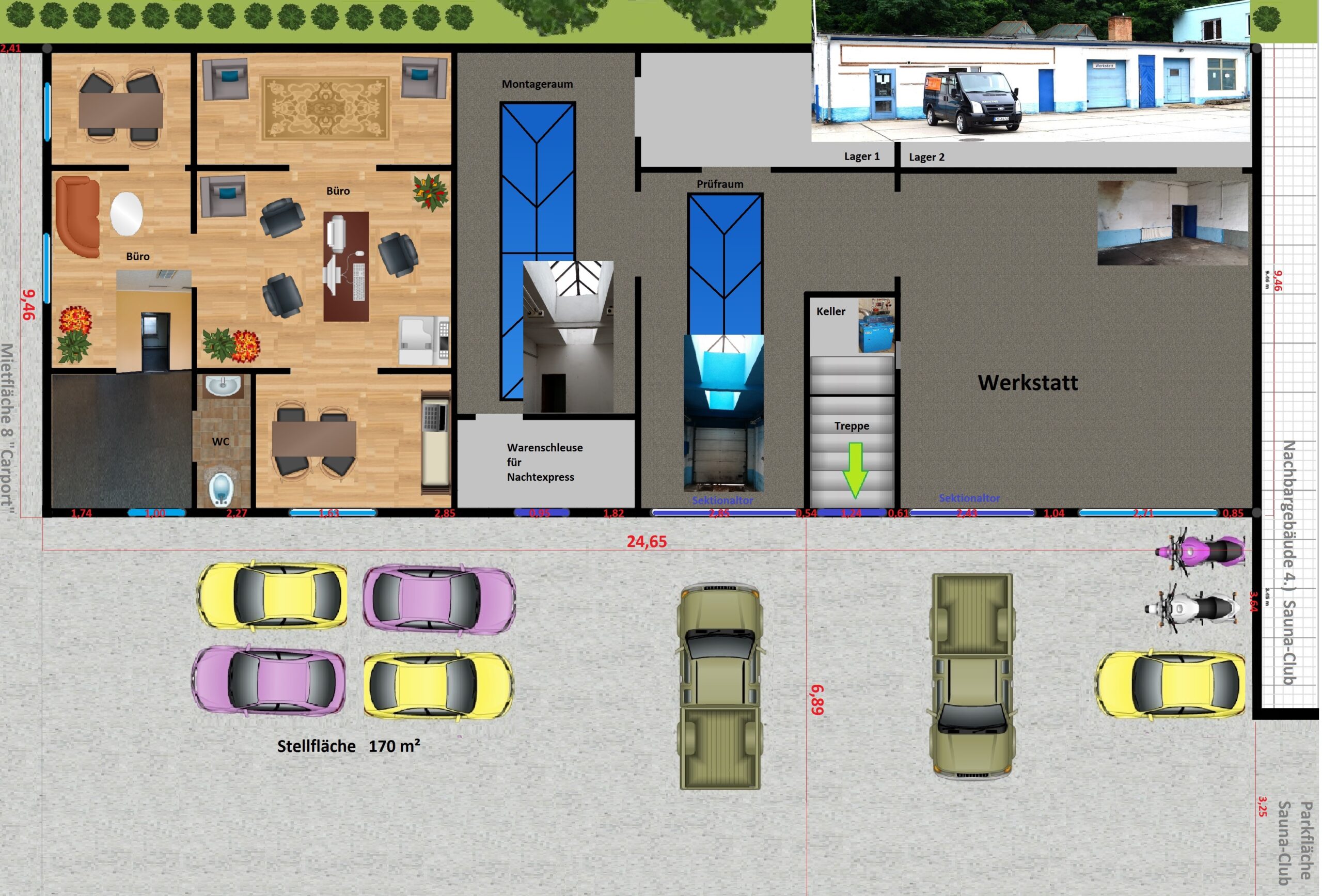 400 m² Werkstatt mit Büro, Shop, Carport & Stellplätze in Spremberg mieten